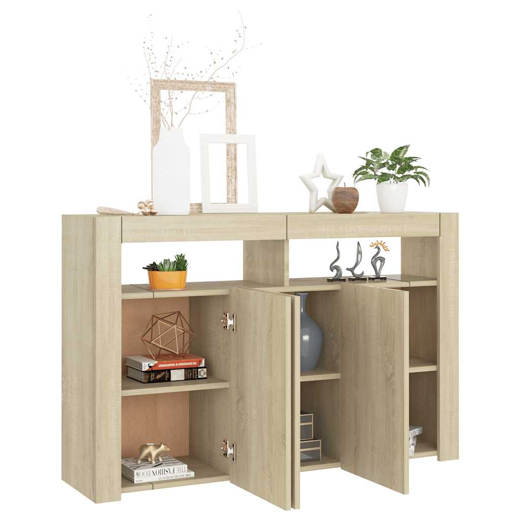 Aparador com luzes LED 115,5x30x75 cm carvalho sonoma