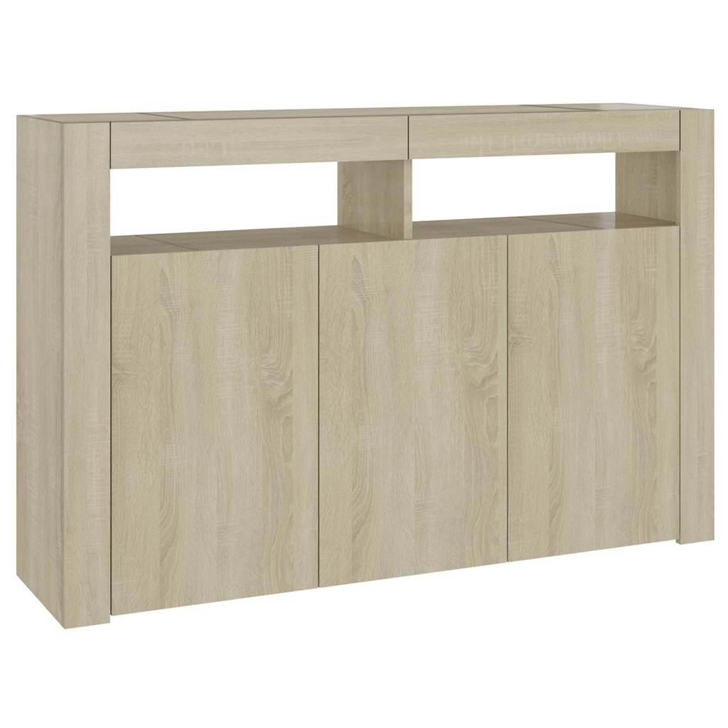 Aparador com luzes LED 115,5x30x75 cm carvalho sonoma