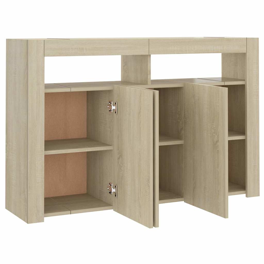 Aparador com luzes LED 115,5x30x75 cm carvalho sonoma