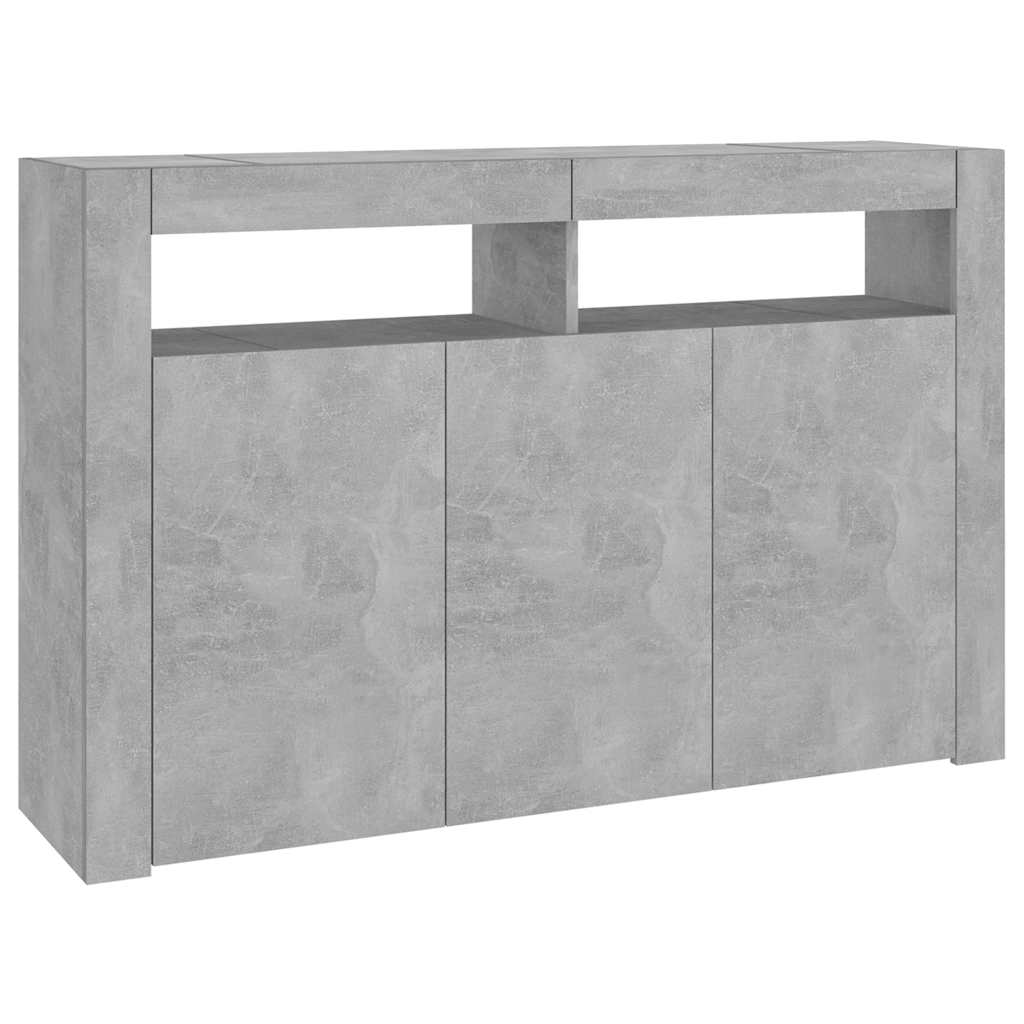 Aparador com luzes LED 115,5x30x75 cm cinzento cimento