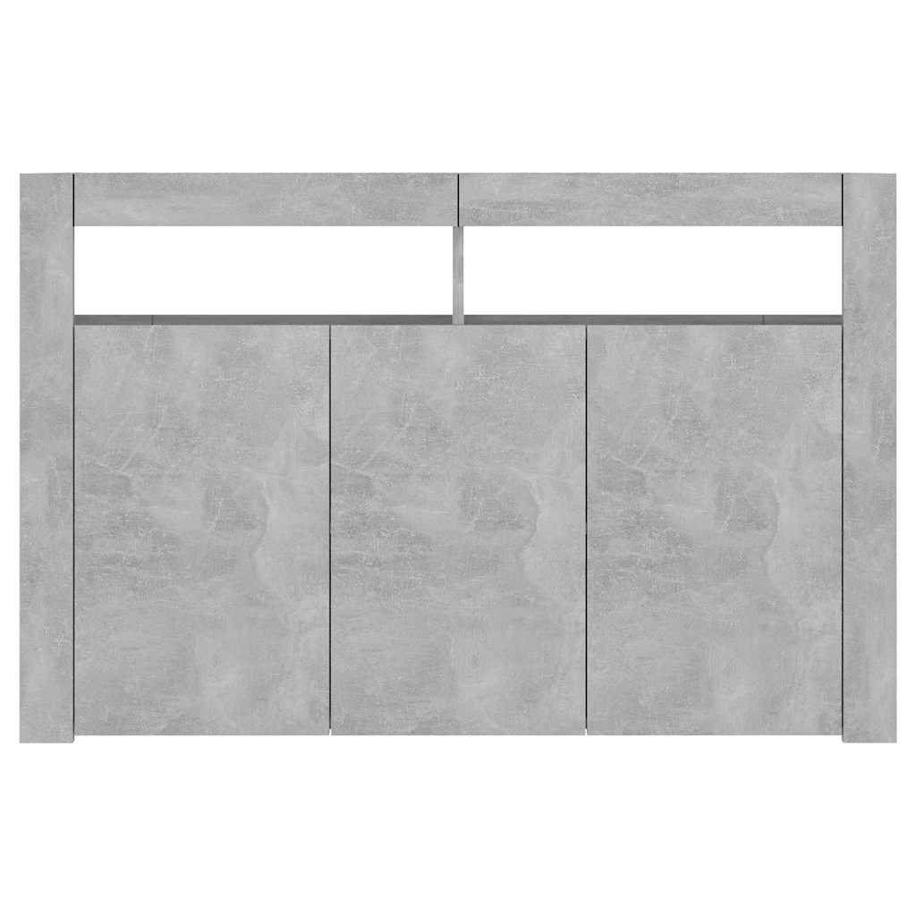 Aparador com luzes LED 115,5x30x75 cm cinzento cimento