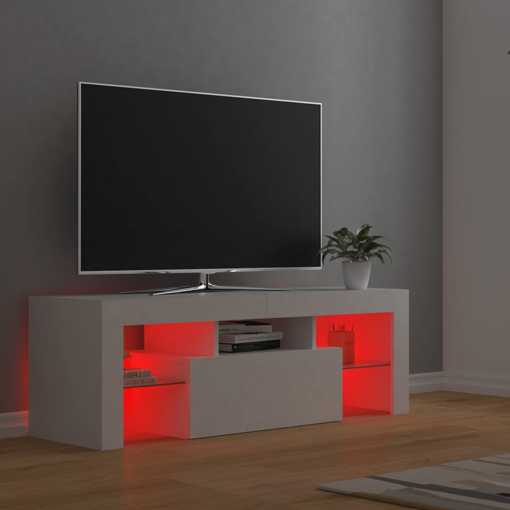 Móvel de TV com luzes LED 120x35x40 cm branco