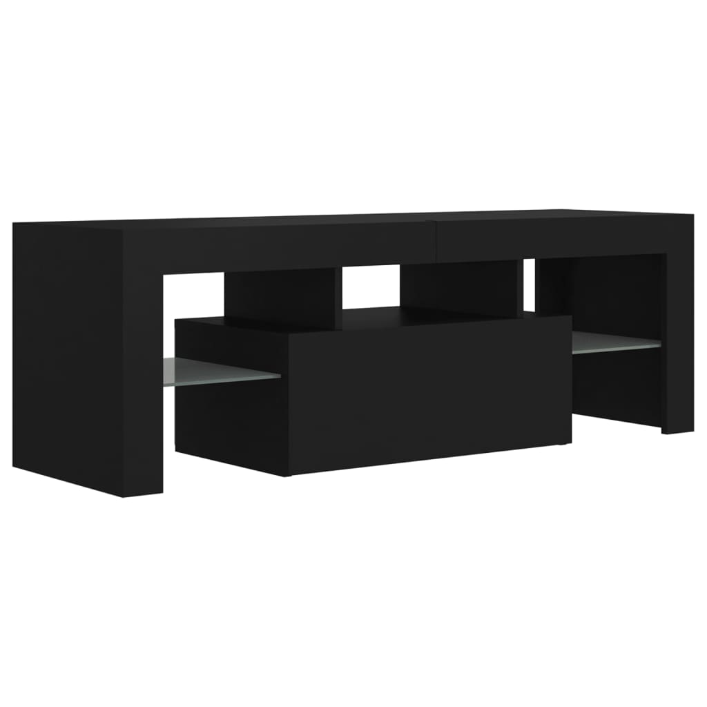Móvel de TV com luzes LED 120x35x40 cm preto