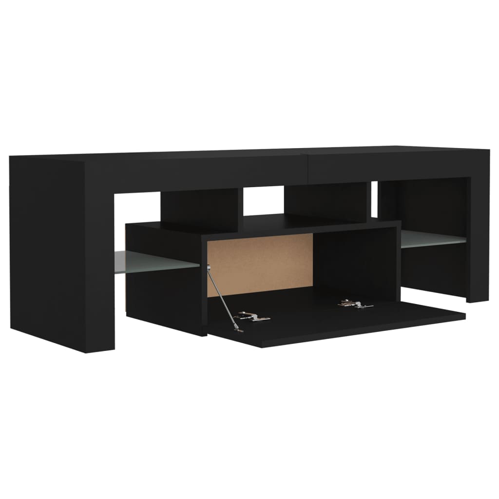 Móvel de TV com luzes LED 120x35x40 cm preto