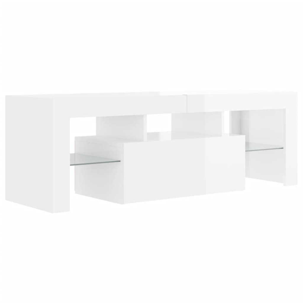 Móvel de TV com luzes LED 120x35x40 cm branco brilhante