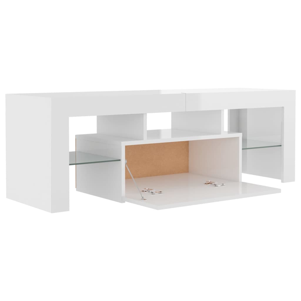 Móvel de TV com luzes LED 120x35x40 cm branco brilhante
