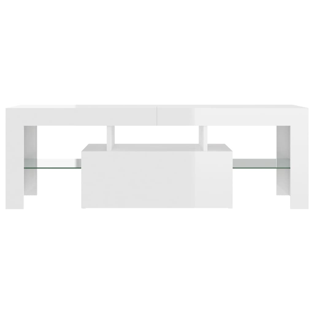 Móvel de TV com luzes LED 120x35x40 cm branco brilhante