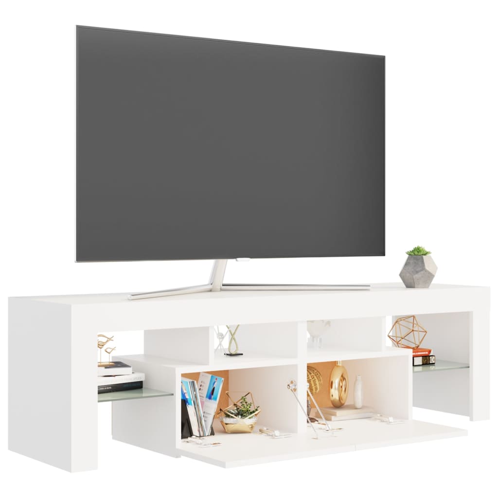 Móvel de TV com luzes LED 140x36,5x40 cm branco