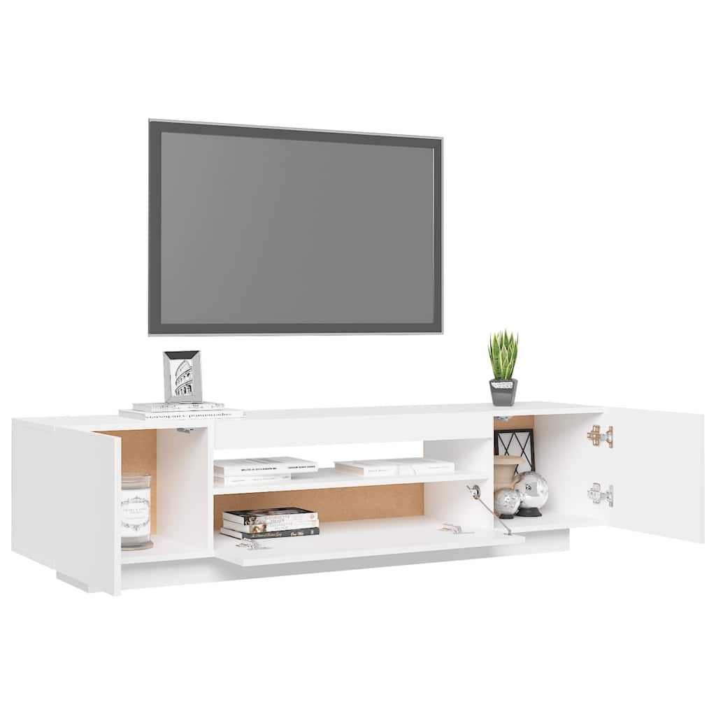 Móvel de TV com luzes LED 160x35x40 cm branco