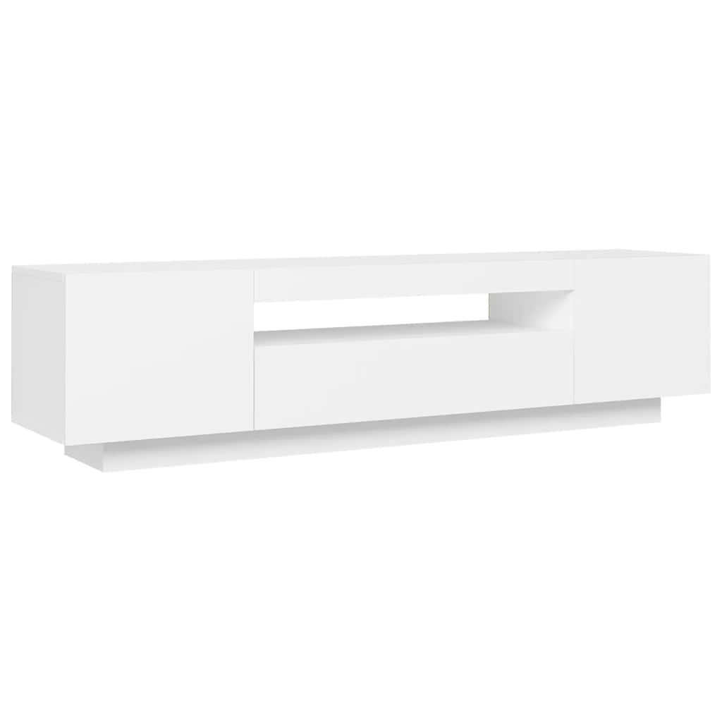 Móvel de TV com luzes LED 160x35x40 cm branco