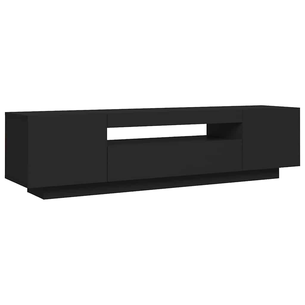 Móvel de TV com luzes LED 160x35x40 cm preto