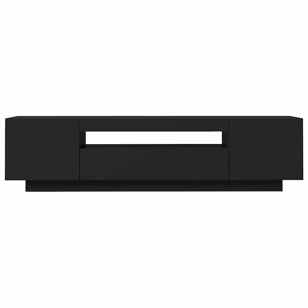 Móvel de TV com luzes LED 160x35x40 cm preto