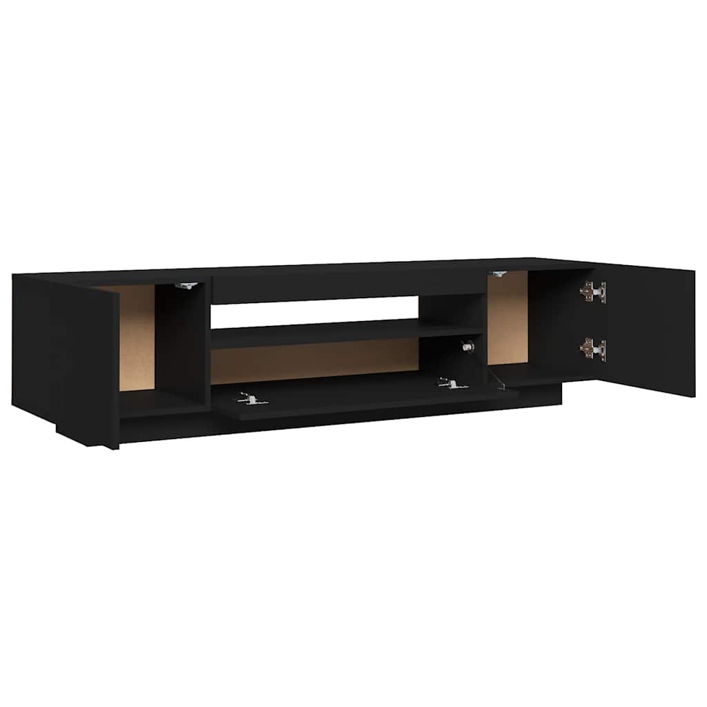 Móvel de TV com luzes LED 160x35x40 cm preto
