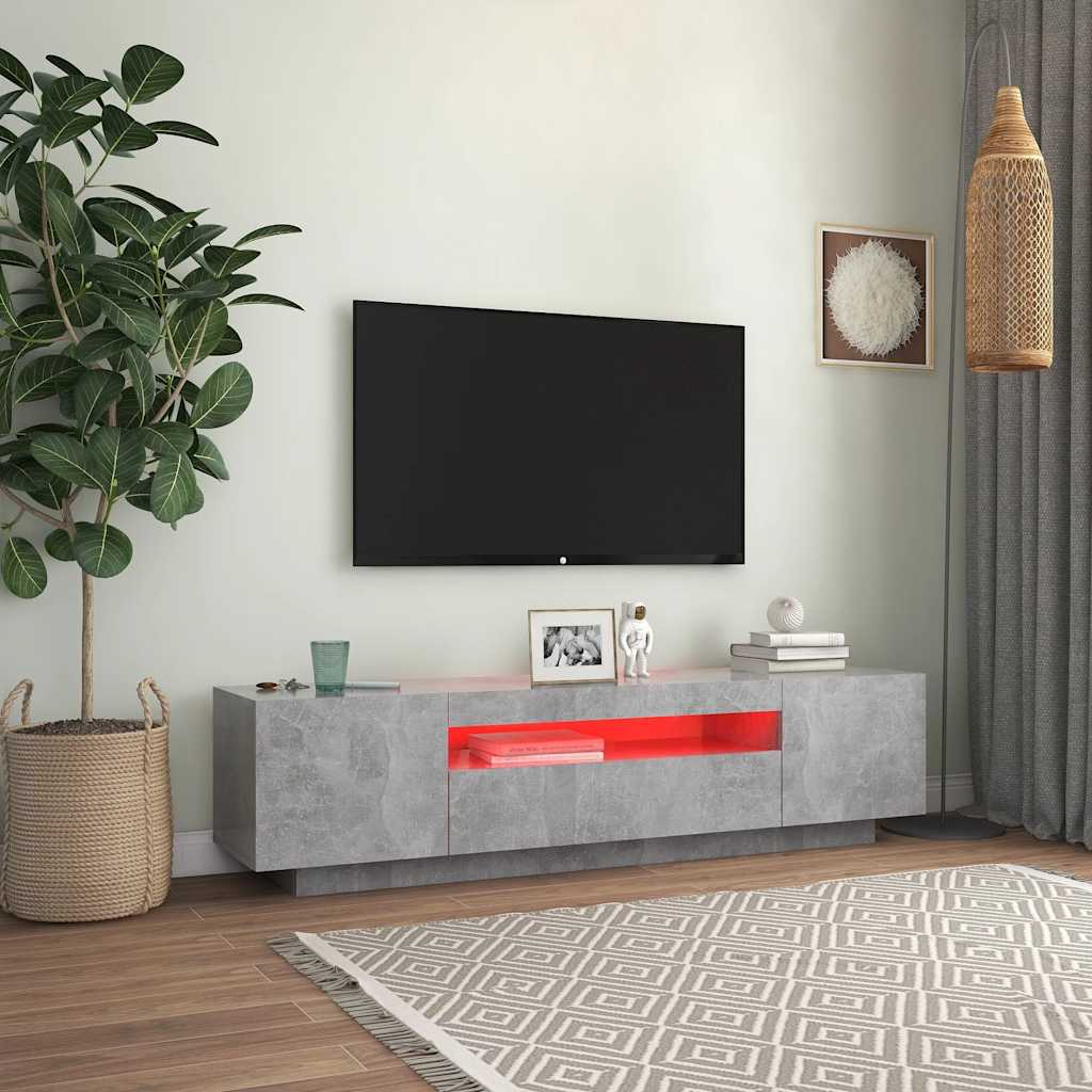 Móvel de TV com luzes LED 160x35x40 cm cinzento cimento