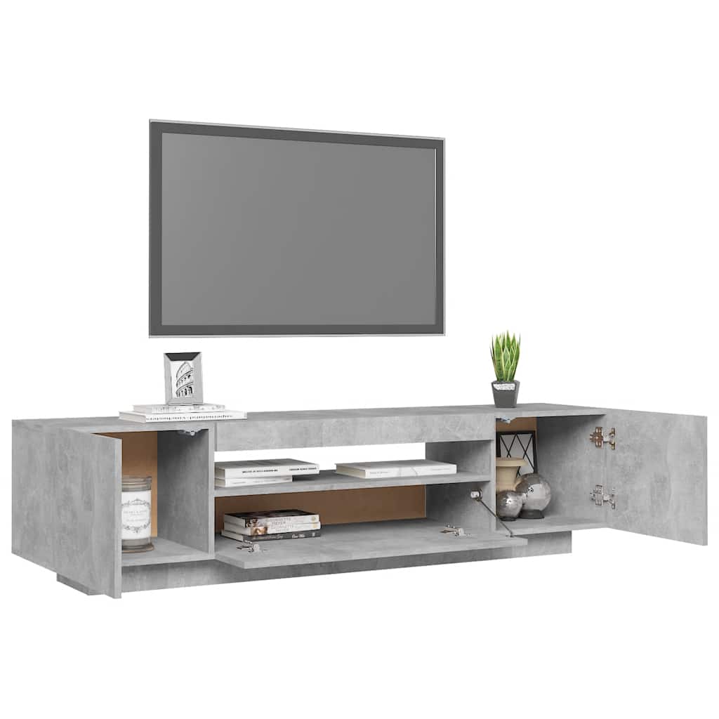 Móvel de TV com luzes LED 160x35x40 cm cinzento cimento