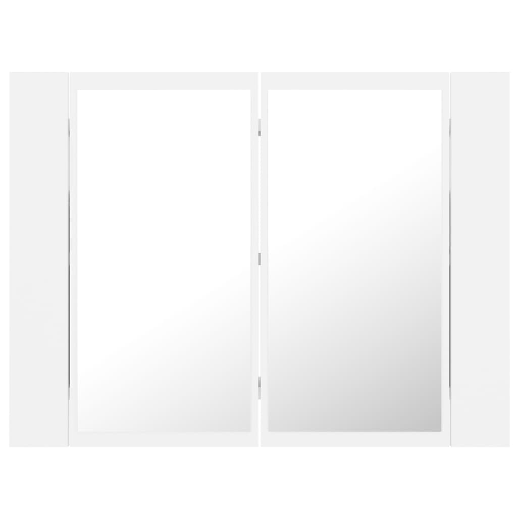 Armário espelhado casa banho c/ LED 60x12x45 cm acrílico branco