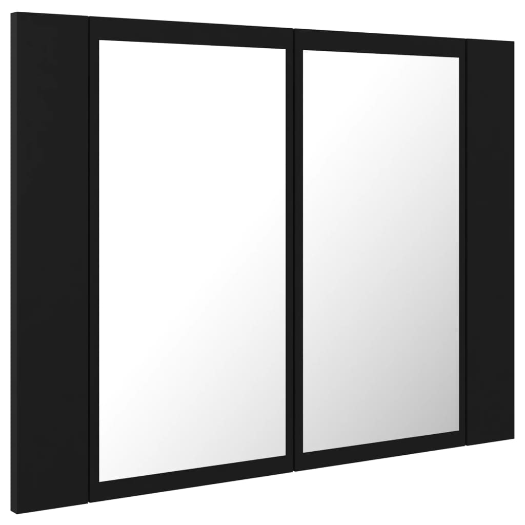 Armário espelhado casa banho c/ LED 60x12x45 cm acrílico preto