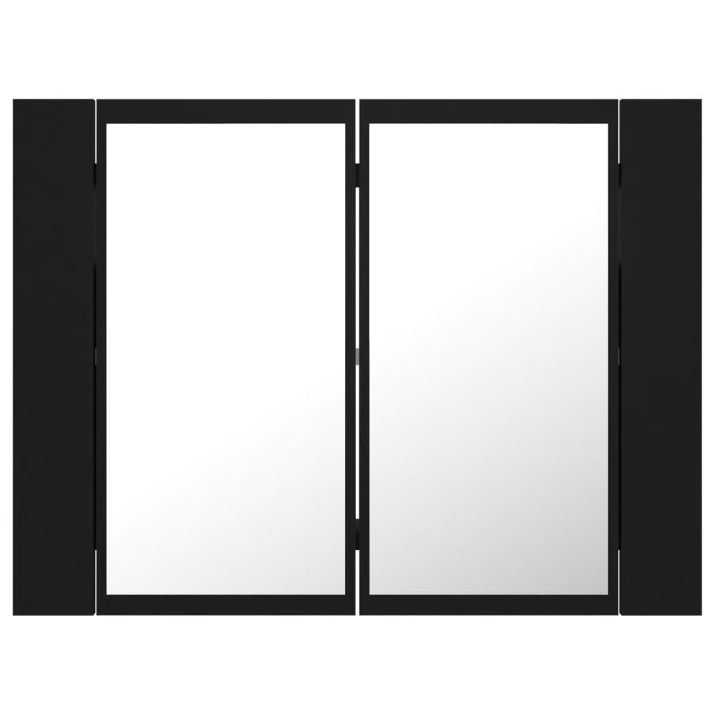 Armário espelhado casa banho c/ LED 60x12x45 cm acrílico preto