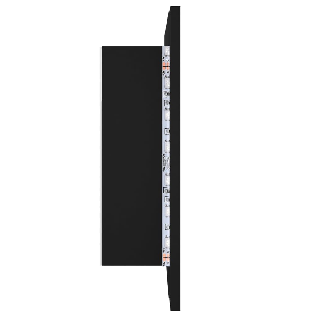 Armário espelhado casa banho c/ LED 60x12x45 cm acrílico preto