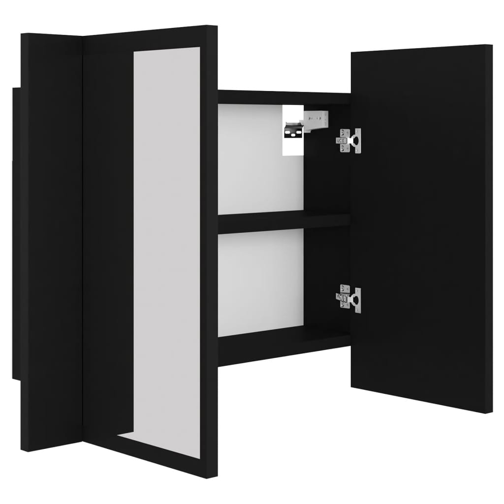 Armário espelhado casa banho c/ LED 60x12x45 cm acrílico preto