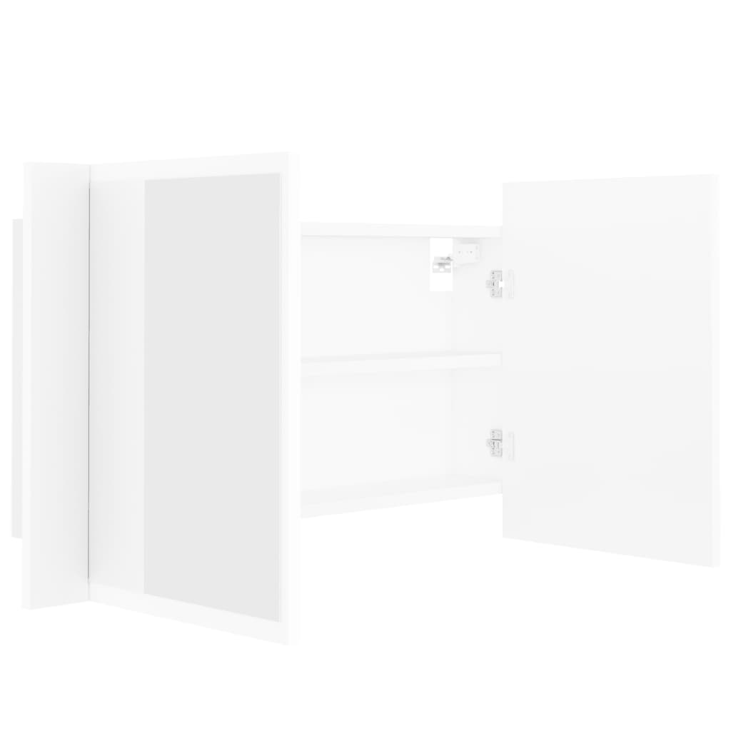 Armário espelhado casa de banho LED 80x12x45 cm acrílico branco