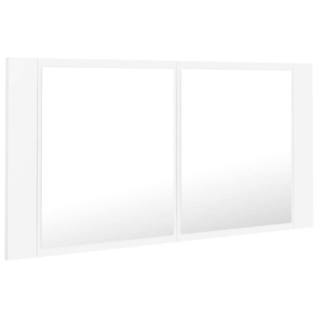Armário espelhado casa de banho LED 90x12x45 cm acrílico branco