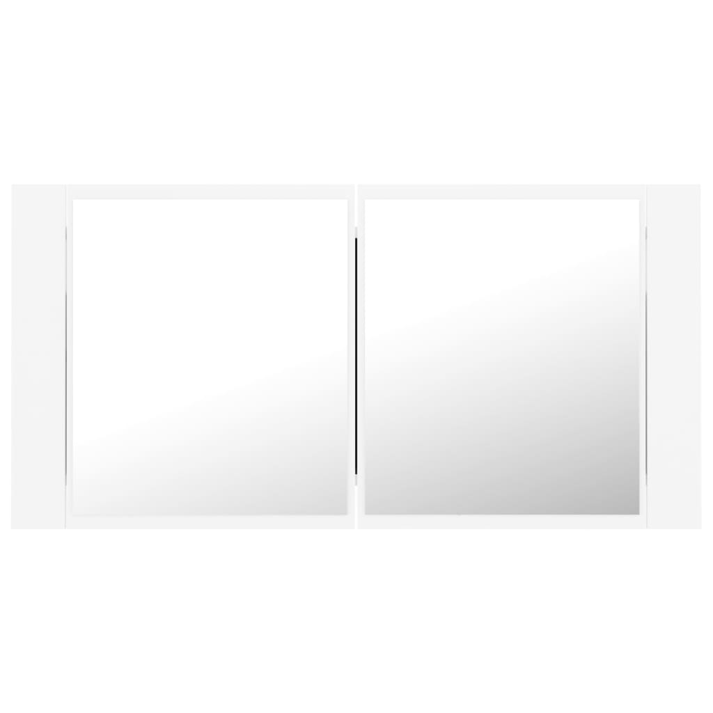 Armário espelhado casa de banho LED 90x12x45 cm acrílico branco