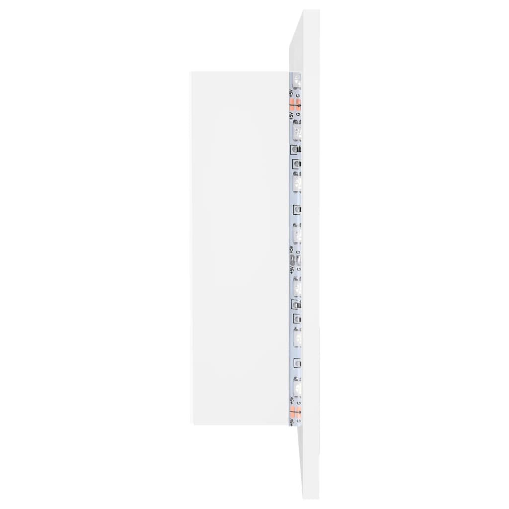 Armário espelhado casa de banho LED 90x12x45 cm acrílico branco