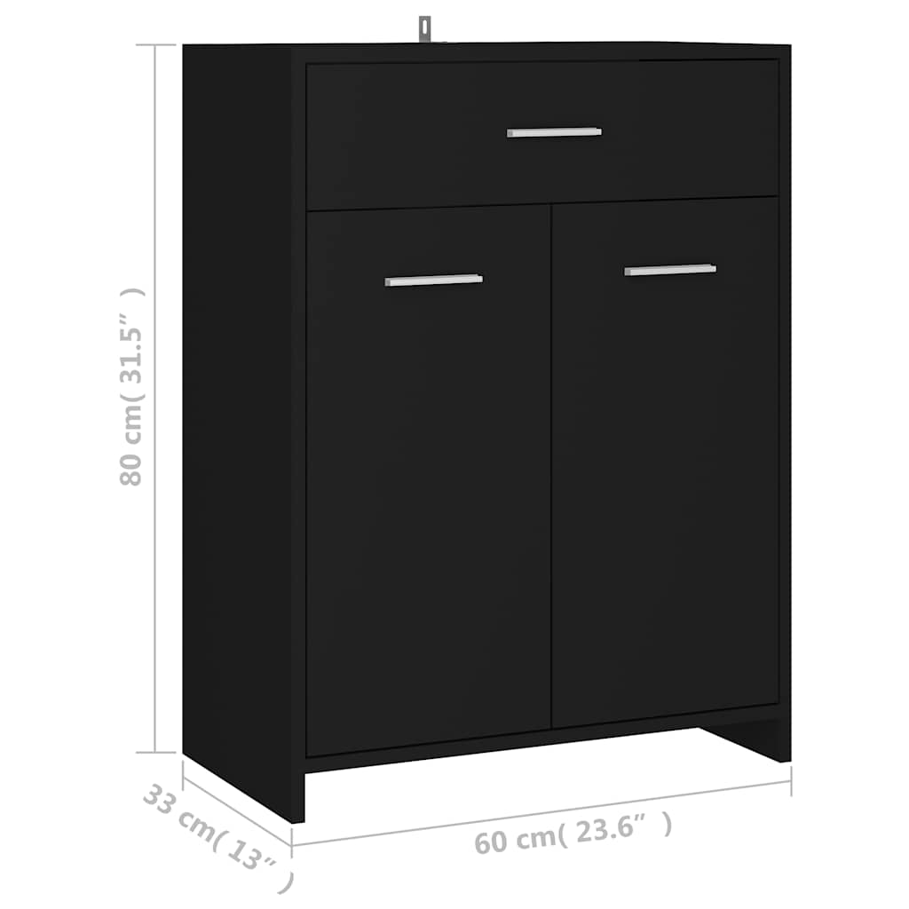 Armário de casa de banho 60x33x80 cm contraplacado preto