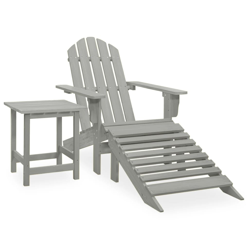 Cadeira de jardim Adirondack c/ otomano e mesa abeto cinzento