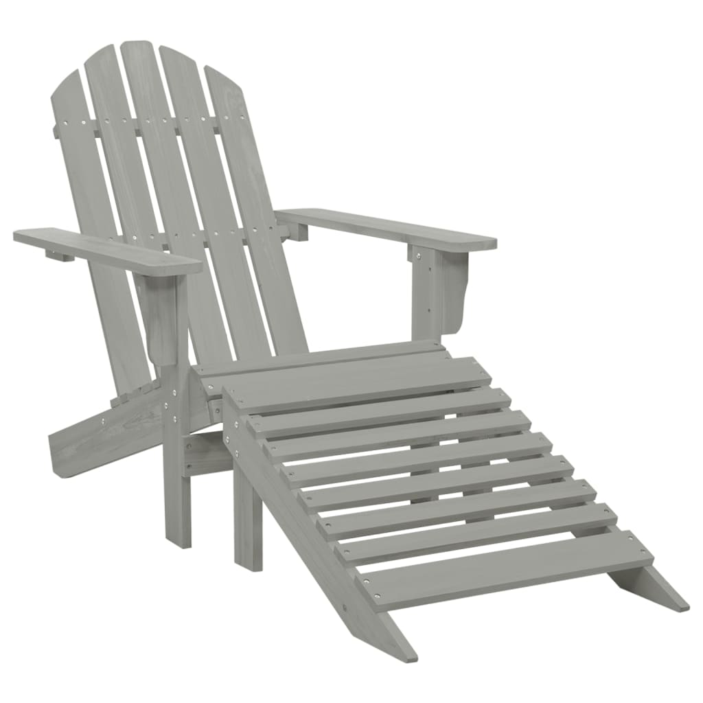 Cadeira de jardim Adirondack c/ otomano e mesa abeto cinzento