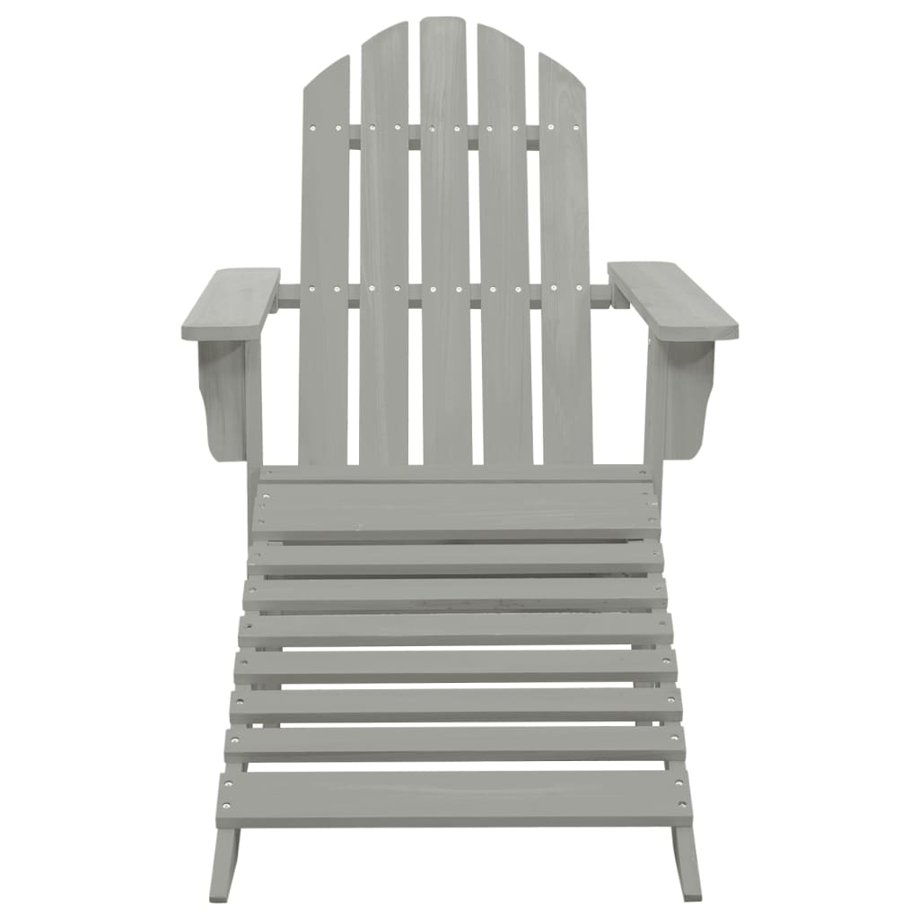 Cadeira de jardim Adirondack c/ otomano e mesa abeto cinzento
