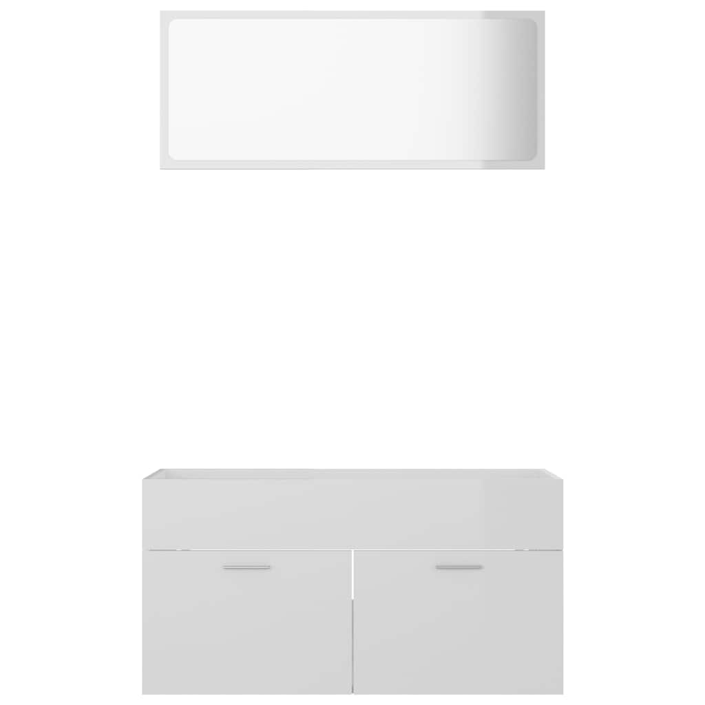 Conj. móveis de casa de banho 2 pcs contrapl. branco brilhante