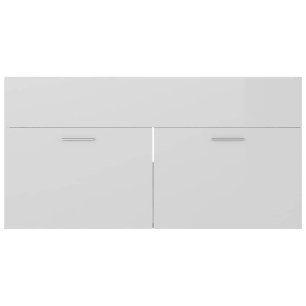 Conj. móveis de casa de banho 2 pcs contrapl. branco brilhante
