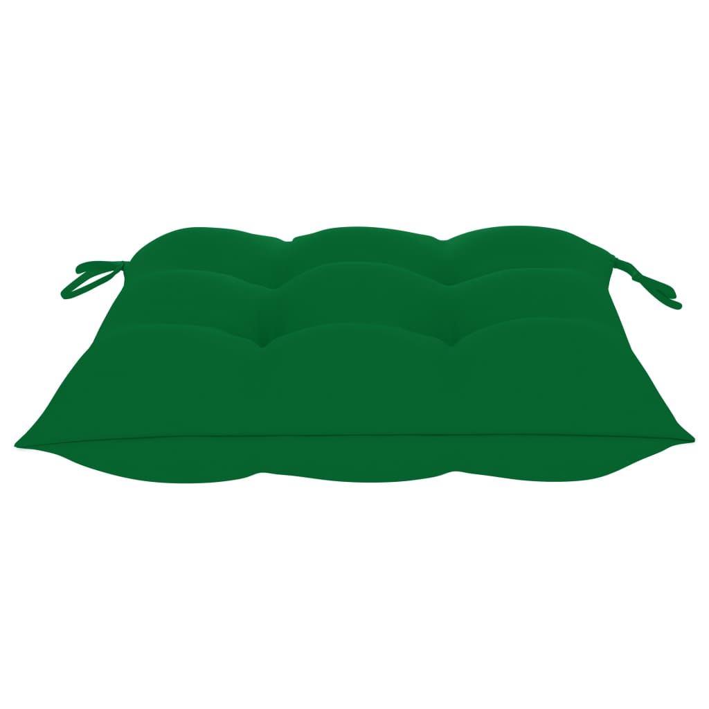 Cadeiras de jardim c/ almofadões verdes 3 pcs teca maciça