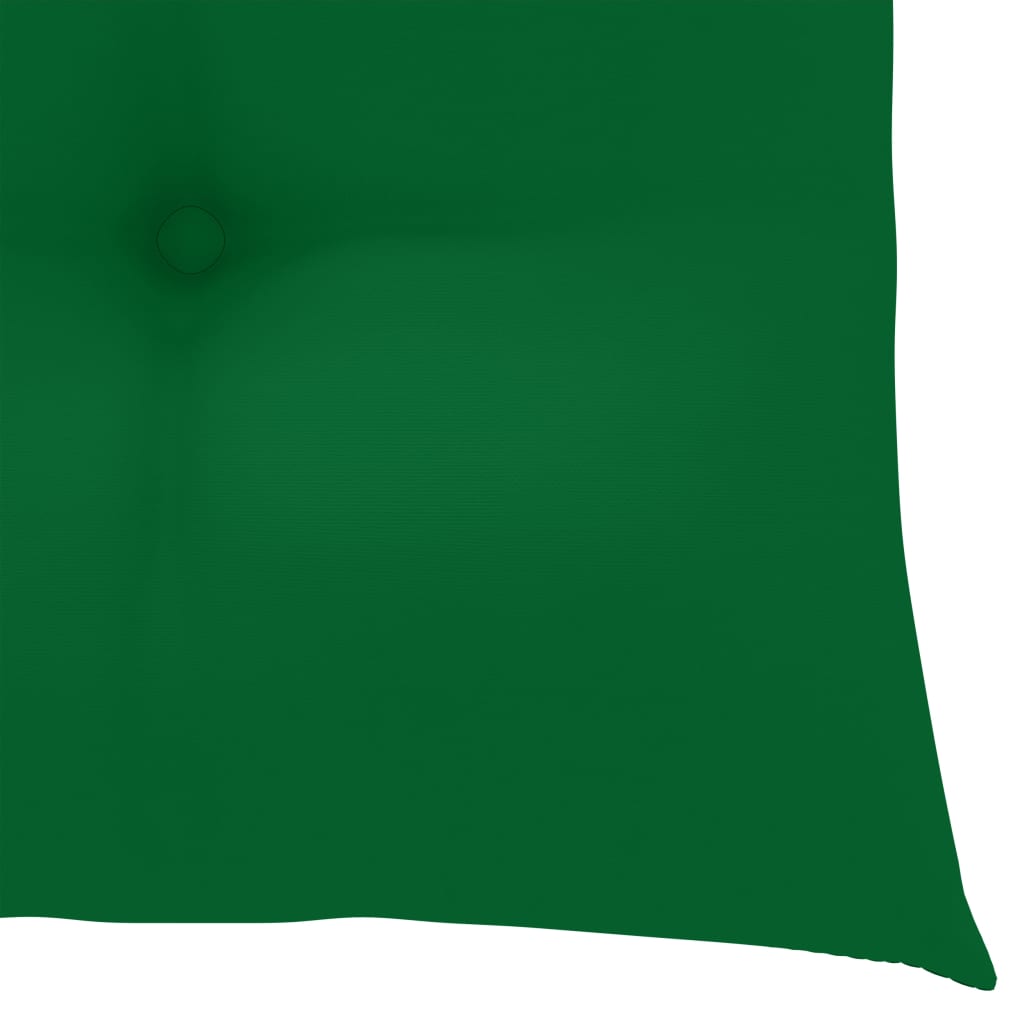 Cadeiras de jardim c/ almofadões verdes 3 pcs teca maciça