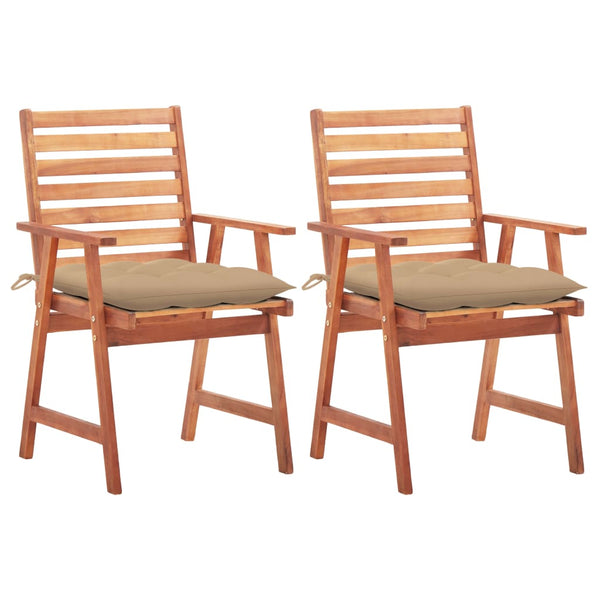 Cadeiras de jantar p/ jardim 2 pcs c/ almofadões acácia maciça