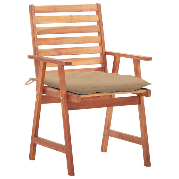 Cadeiras de jantar p/ jardim 2 pcs c/ almofadões acácia maciça