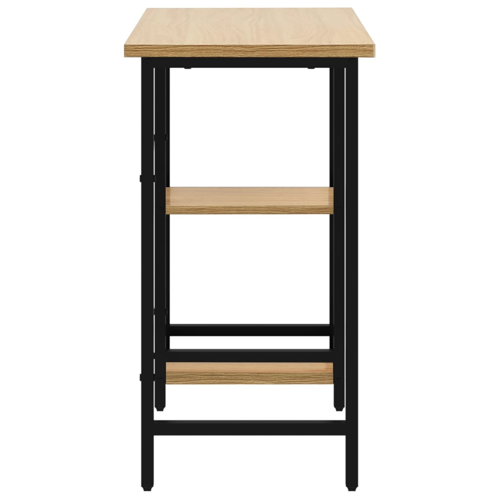 Secretária p/ PC 80x40x72 cm MDF e metal preto/carvalho-claro