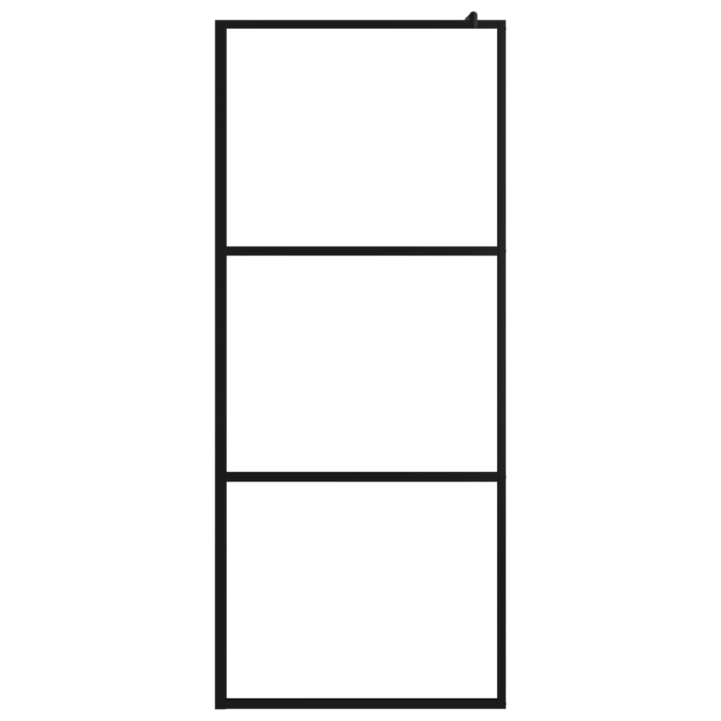 Divisória de chuveiro c/ vidro ESG transparente 90x195 cm preto