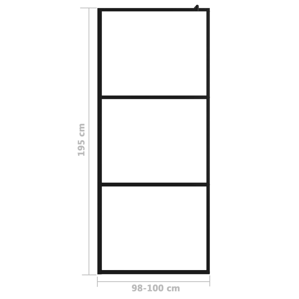 Divisória de chuveiro vidro transparente ESG 100x195 cm preto