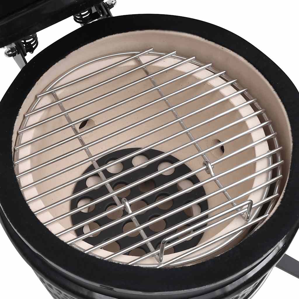 Churrasqueira/defumador Kamado 2-em-1 cerâmica 56 cm preto