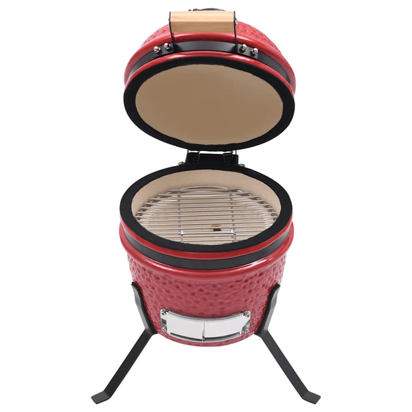 Churrasqueira/defumador Kamado 2-em-1 cerâmica 56 cm vermelho