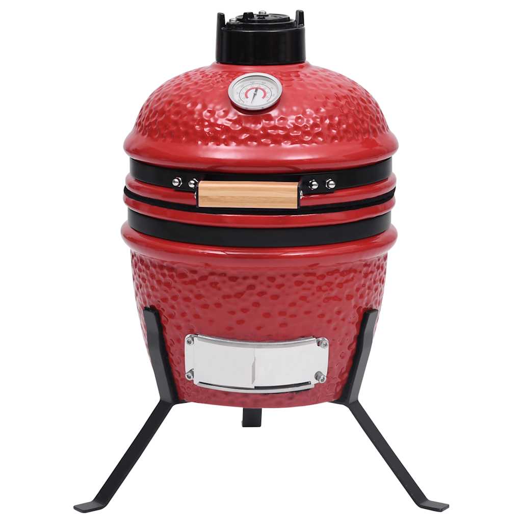Churrasqueira/defumador Kamado 2-em-1 cerâmica 56 cm vermelho