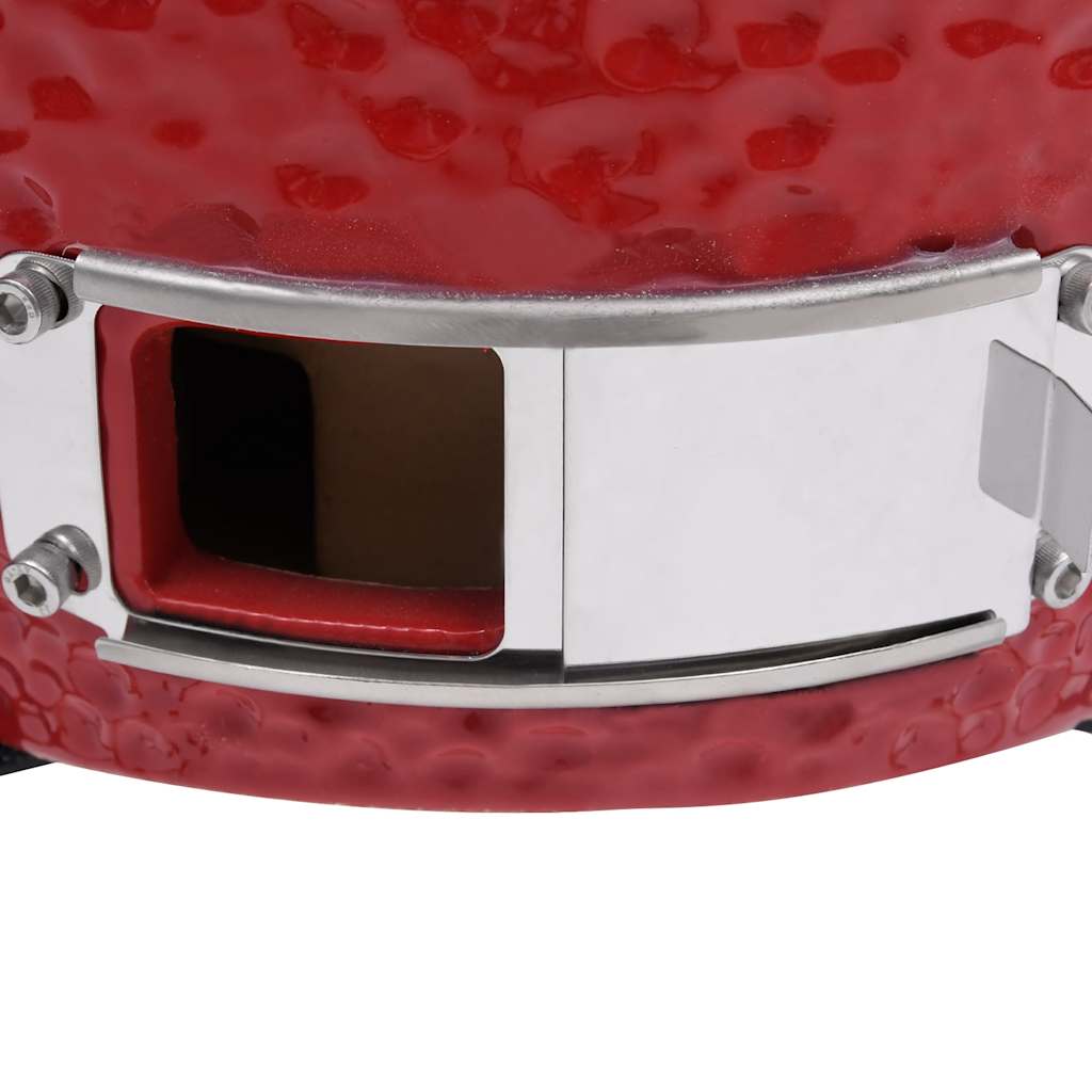 Churrasqueira/defumador Kamado 2-em-1 cerâmica 56 cm vermelho