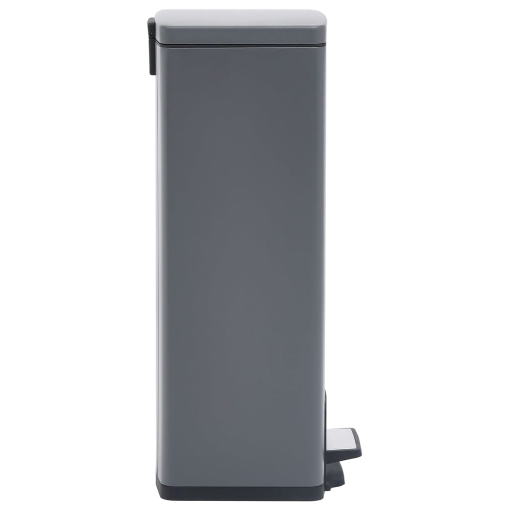 Caixote do lixo c/ pedal anti-impressão digital aço inox. cinza
