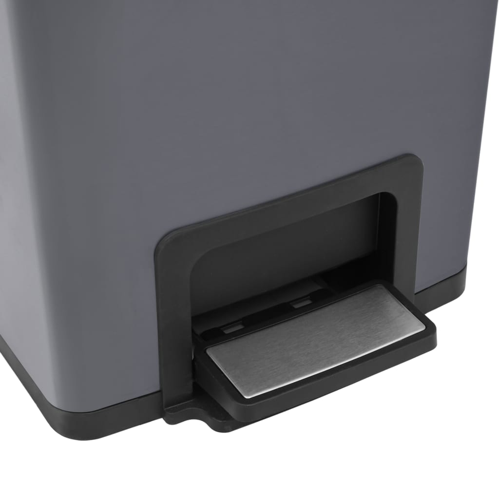Caixote do lixo c/ pedal anti-impressão digital aço inox. cinza