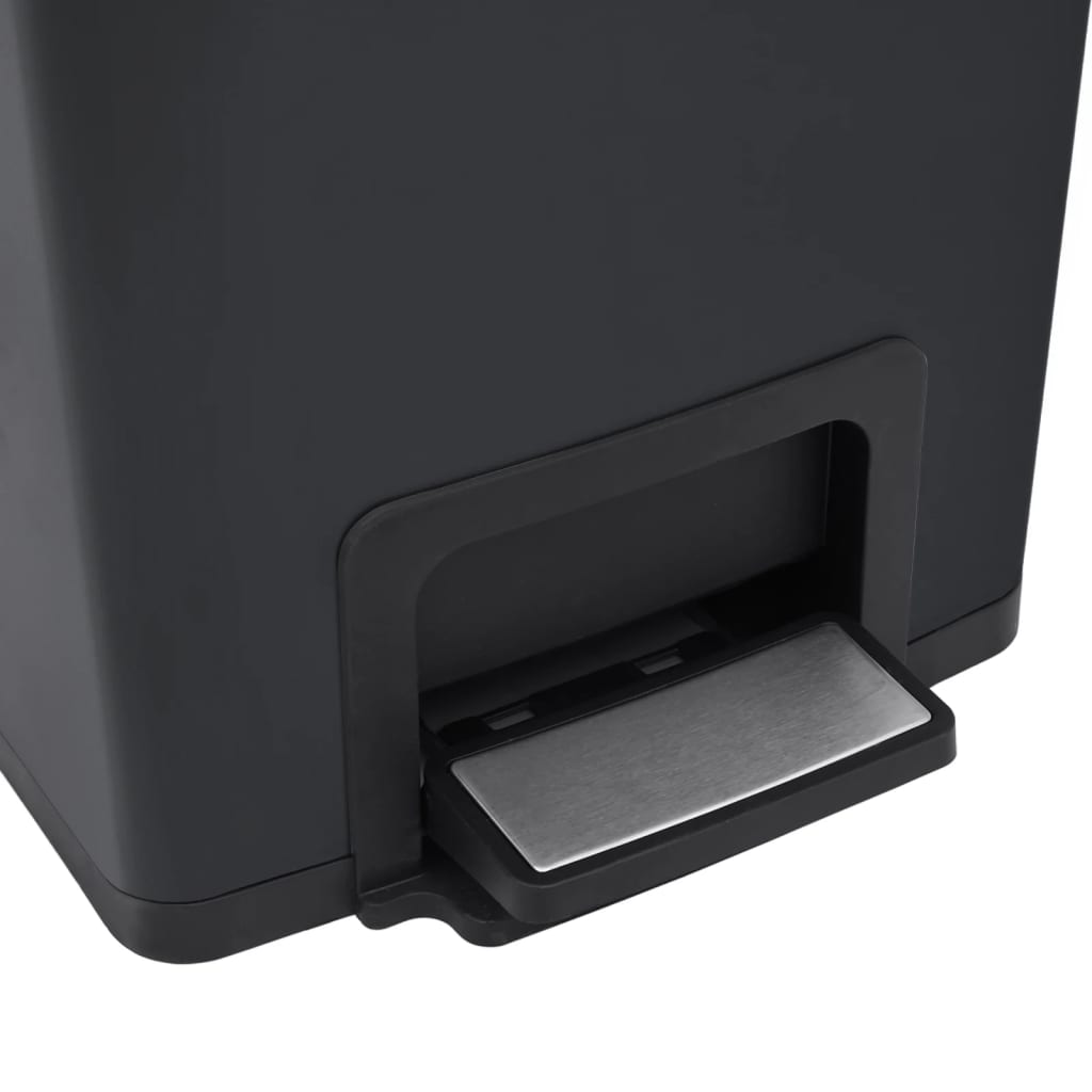 Caixote lixo pedal anti-impressão digital 30 L aço inox. preto