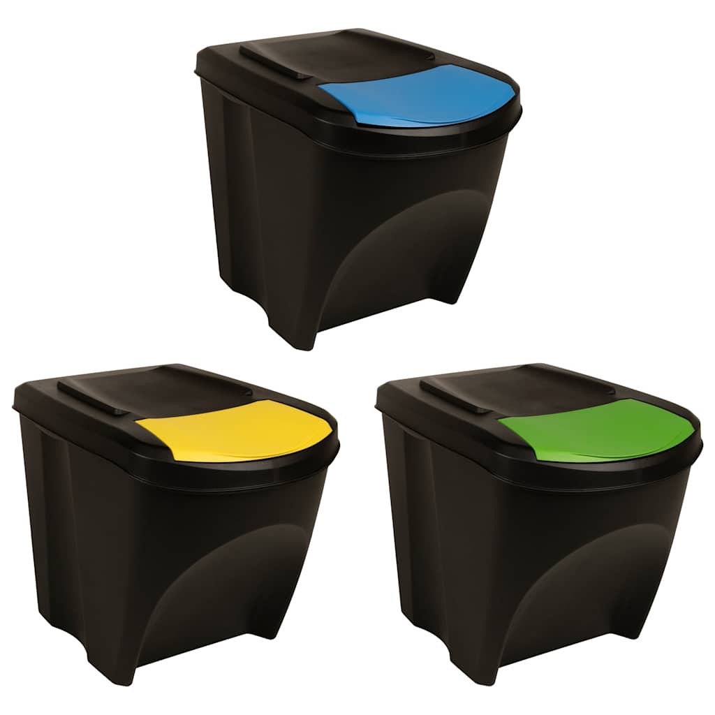 Caixotes do lixo empilháveis 3 pcs 75 L antracite