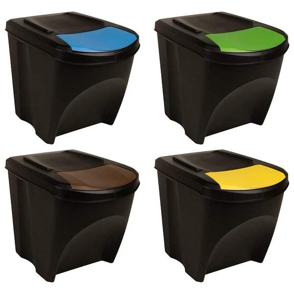 Caixotes do lixo empilháveis 4 pcs 100 L antracite